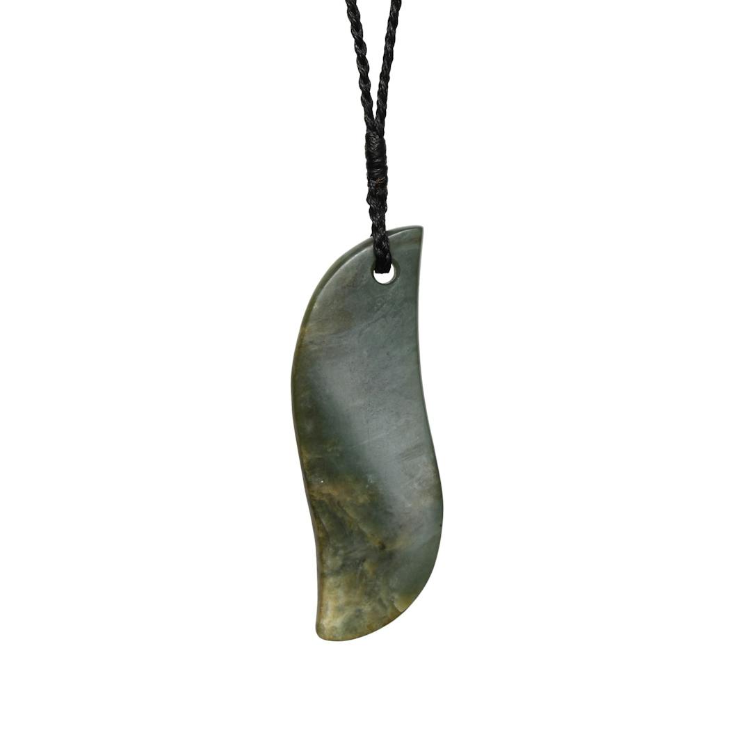 New Zealand Greenstone Contemporary Drop with Raw Side