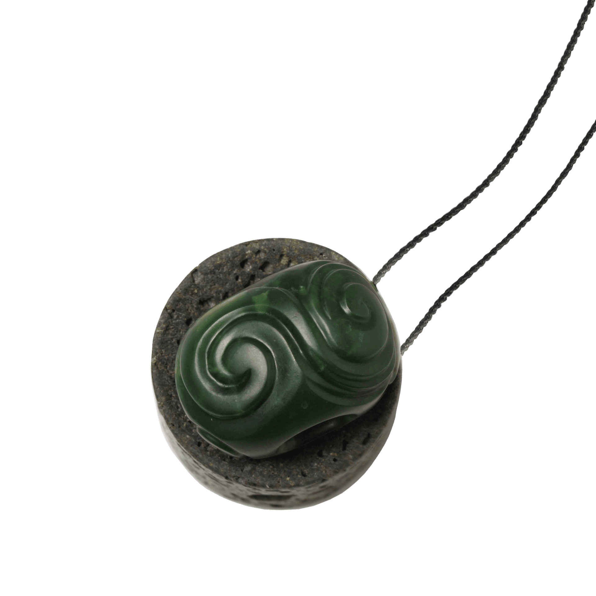 New Zealand Flower Jade Pendant with Koru Etching Wearable Sculpture