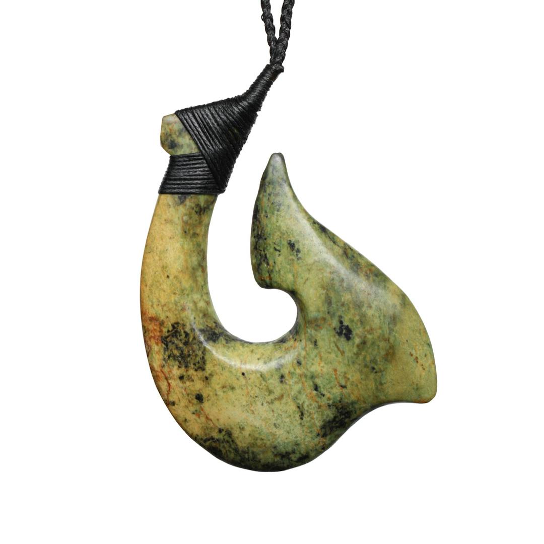 British Columbian Jade Spiral Fish Hook Necklace