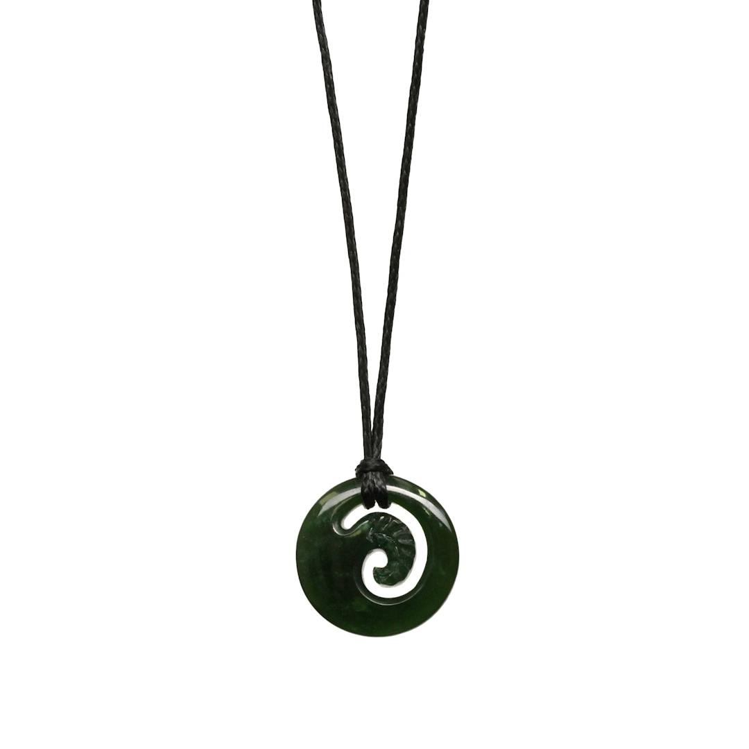 New Zealand Pounamu Engraved Koru Necklace