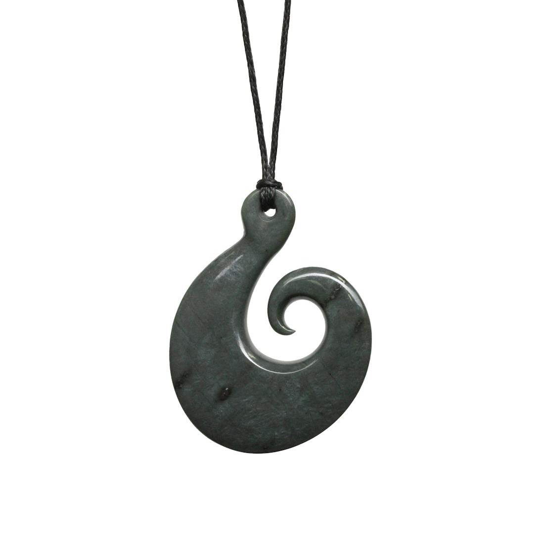 New Zealand Jade Large Koru Hook Necklace